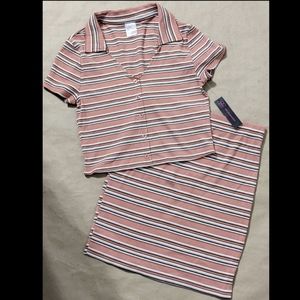 Polo Striped Shirt and Skirt (2 Piece Set) ,NWT, Size Medium(7-9)